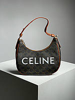 Женская сумка Селин коричневая Celine Ava Bag In Triomphe Canvas and Calfskin Tan