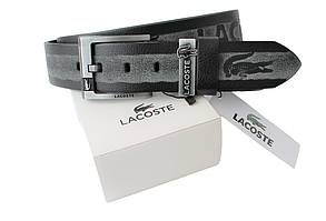 Чоловічий шкіряний ремінь для джинсів Lacoste black&grey