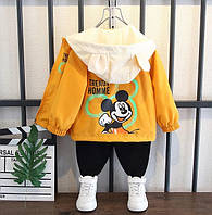 Детская ветровка для мальчика, желтая куртка для детей весна/осень с Микки Маусом