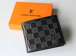 Чоловічий стильний шкіряний гаманець Louis Vuitton чорний