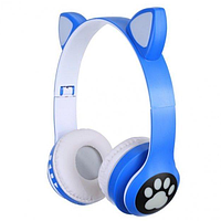 Бездротові Bluetooth-навушники з вушками, сині