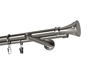 Карниз MStyle для штор металлический двухрядный Сталь Картер труба гладкая 19/19 мм кронштейн цылиндр 200 см