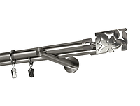 Карниз MStyle для штор металлический двухрядный Сталь Делия труба гладкая 19/19 мм кронштейн цылиндр 160 см