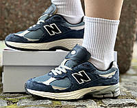 Мужские кроссовки New Balance 2002R Protection Pack Dark Navy (Синие) Нью Баланс 2002Р замш текстиль демисезон