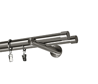 Карниз MStyle для штор металлический двухрядный Сталь Рулло труба гладкая 19/19 мм кронштейн цылиндр 240 см