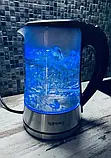 Скляний електричний чайник на 2 літри Rainberg RB704 з LED підсвічуванням 2200W Black, фото 4