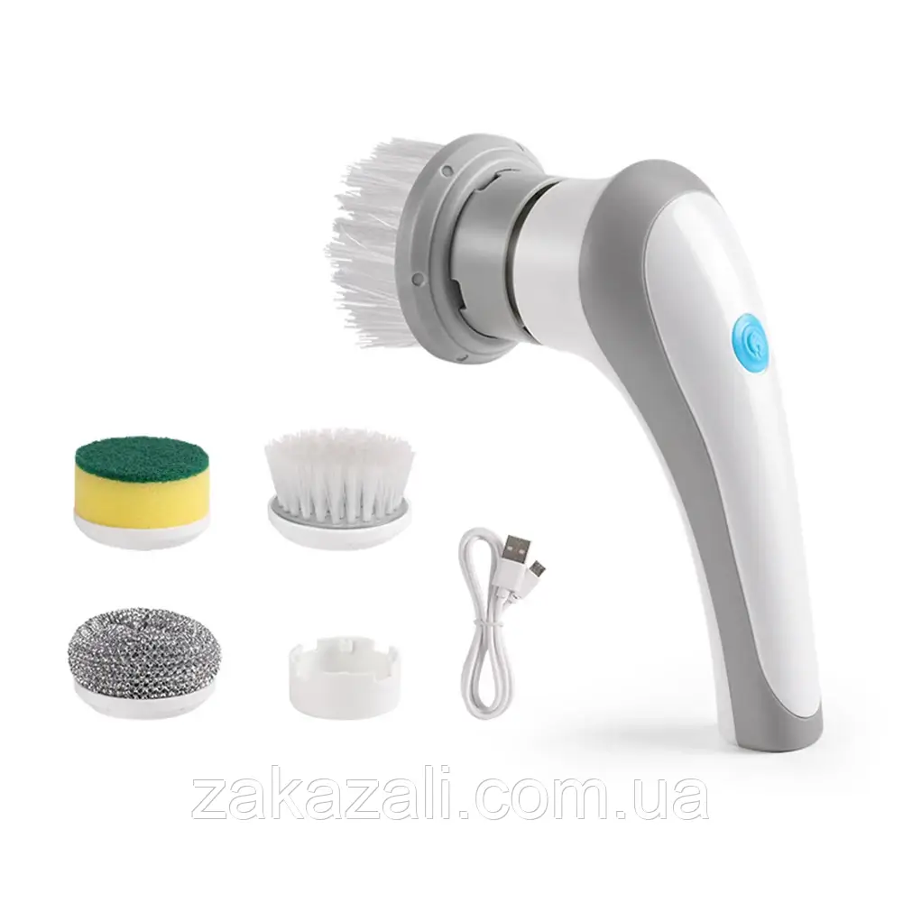 Щітка для миття посуду з насадками акумуляторна Electric Cleaning brush