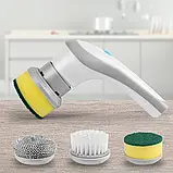 Щітка для миття посуду з насадками акумуляторна Electric Cleaning brush, фото 3