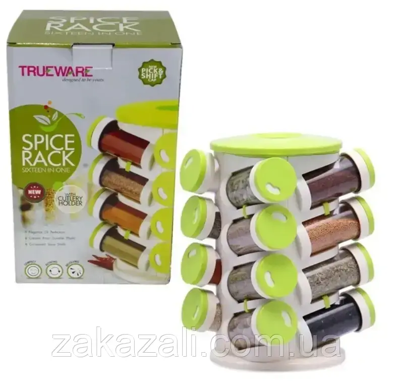 Органайзер для спецій кухонний Spice Rack 16 в 1, що обертається Стійка для спецій карусель