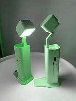 Настільна лампа-ліхтар зелений | Лампа трансформер з функцією повербанк + з підставкою для телефону