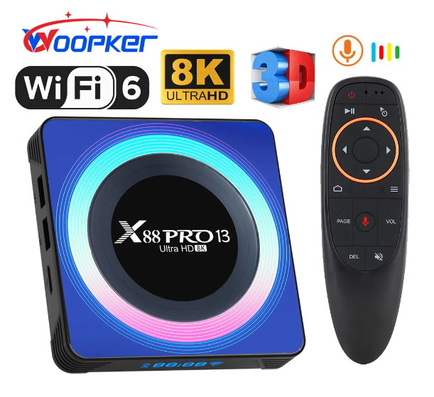Смарт ТВ приставка X88 Pro 13 4gb/64gb UltraHD 8K SmartTV Андроід 13 Android TV box + пульт Air Mouse