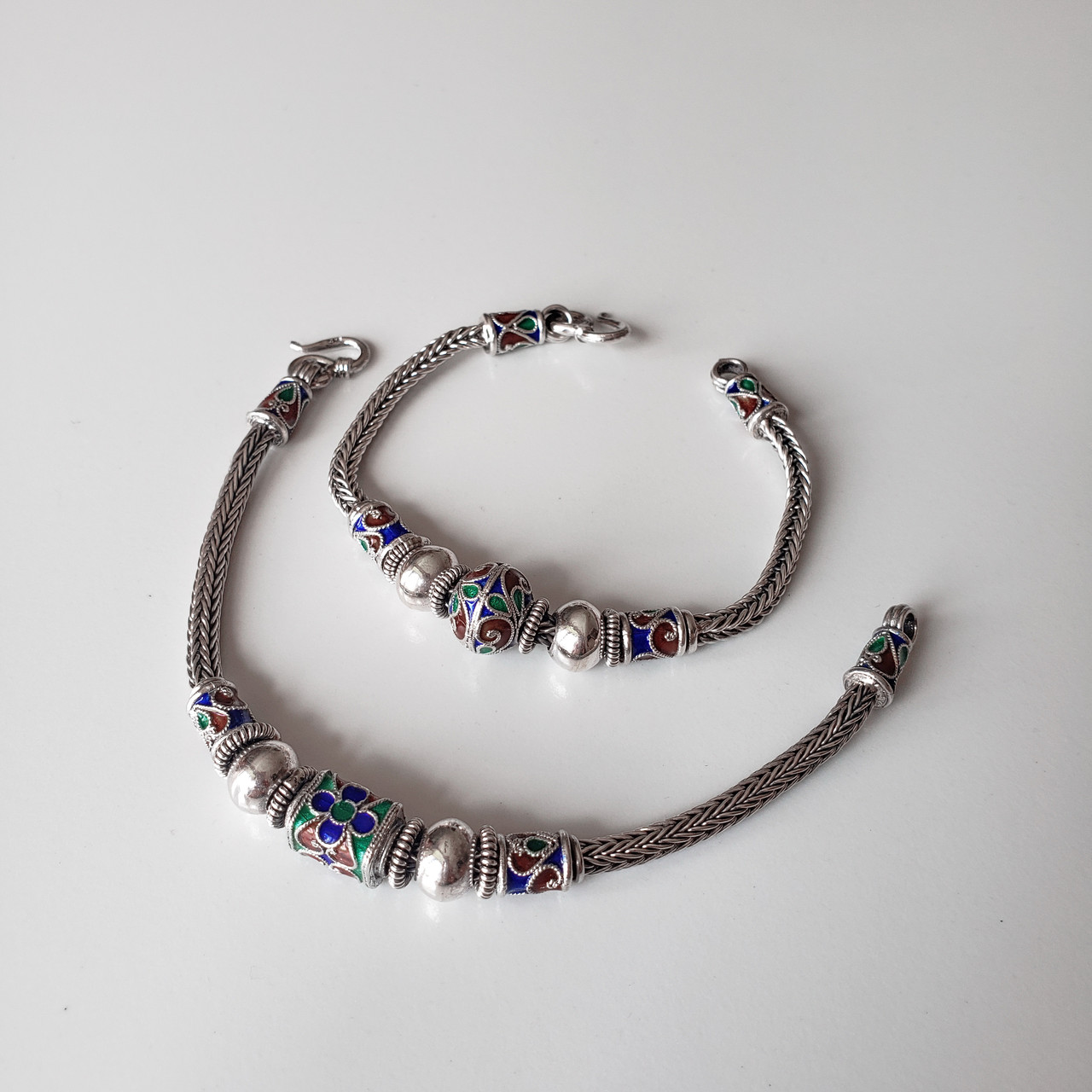Браслет серебряный эмаль восточный стиль круглые бусины - фото 5 - id-p1898498645