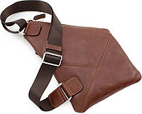 Стильная кожаная сумка-слинг коньячного цвета Grande Pelle 721623 Отличное качество