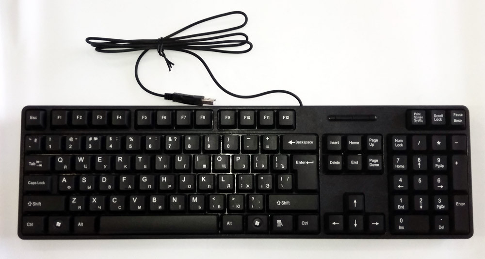 Клавіатура USB H-880 чорна 104 клавіші ергономічна для роботи і ігор BF