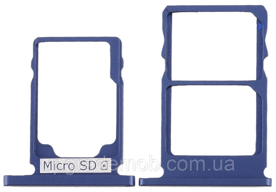 Тримач Sim-карти та карти пам'яті Nokia 5.1 синій на 1 Sim-карту комплект 2, фото 1