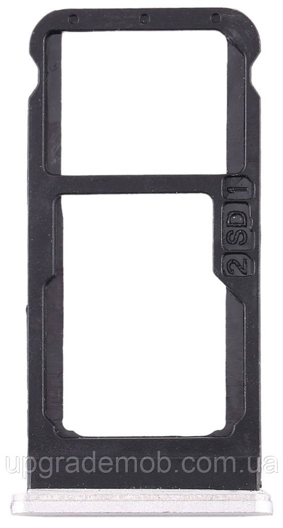 Тримач Sim-карти та карти пам'яті Nokia 6.1 Dual Sim сріблястий на дві Sim-карти, фото 1