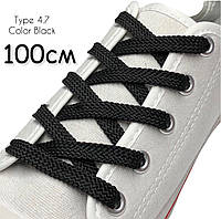 Шнурки для взуття Kiwi (Ківі) плоскі прості 100 см 7 мм колір чорний (упаковка 36 пар). Тип 4.7