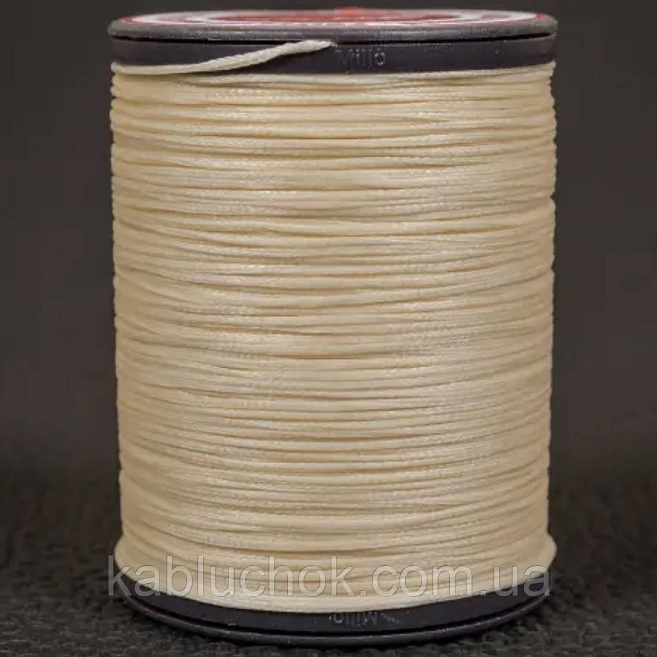 Нитка вощена, т. 0.8 мм кол. світло-бежевий (S001), плоский шнур 110 метрів Galaces, фото 1