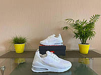 Мужские кроссовки Nike Air Max 270 (белые) стильные текстильные кроссы монохром унисекс D401 Найк Аир Макс