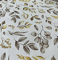 Ткань для скатерти ткань для штор римских штор листья веточки листья эвкалипт серый золотистый