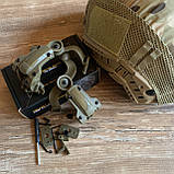 Балалістичний шолом AholdTech Fast Premium NIJ IIIA койот мультиків із навушниками EARMOR M31 і чебурашка, фото 8