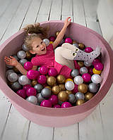 Детский сухой бассейн с шариками(100 шт) Пудро -розовый велюр