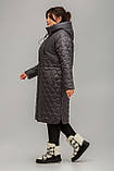 Жіноче демісезонне пальто прямого силуету Новела, графіт розміри 48, фото 3