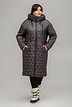 Жіноче демісезонне пальто прямого силуету Новела, графіт розміри 48, фото 5