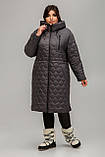 Жіноче демісезонне пальто прямого силуету Новела, графіт розміри 48, фото 2