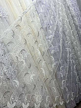 Якісний фатиновий тюль із ніжною вишивкою No12099 Сірий