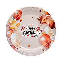 Тарілочки святкові "Happy Birthday - кульки" , 10 штук