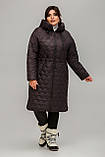 Жіноче демісезонне пальто прямого силуету Новела, графіт розміри 48, фото 9