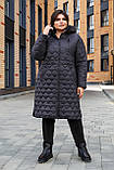 Жіноче демісезонне пальто прямого силуету Новела, графіт розміри 48, фото 6