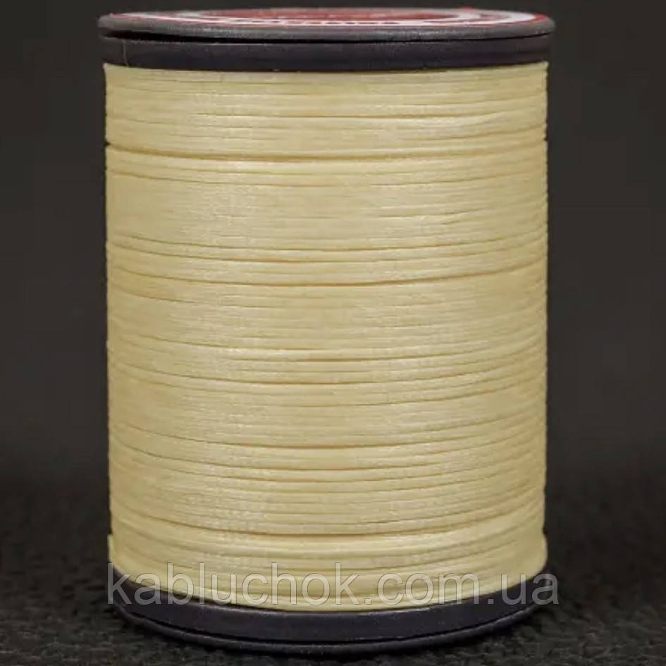 Нитка вощена, т. 0.8 мм кол. бежевий (S008), плоский шнур 110 метрів Galaces, фото 1