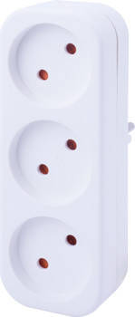 Трійник побутовий e.socket.003.10.2, 3 гнізда, 2P, 10А, без заземлення, фото 1