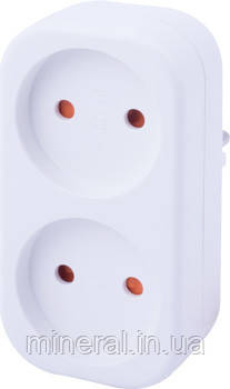Трійник побутовий e.socket.002.10.2, 2 гнізда, 2P, 10А, без заземлення