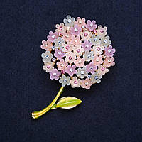 Брошь цветок "Гортензия разноцветная" 60х40мм