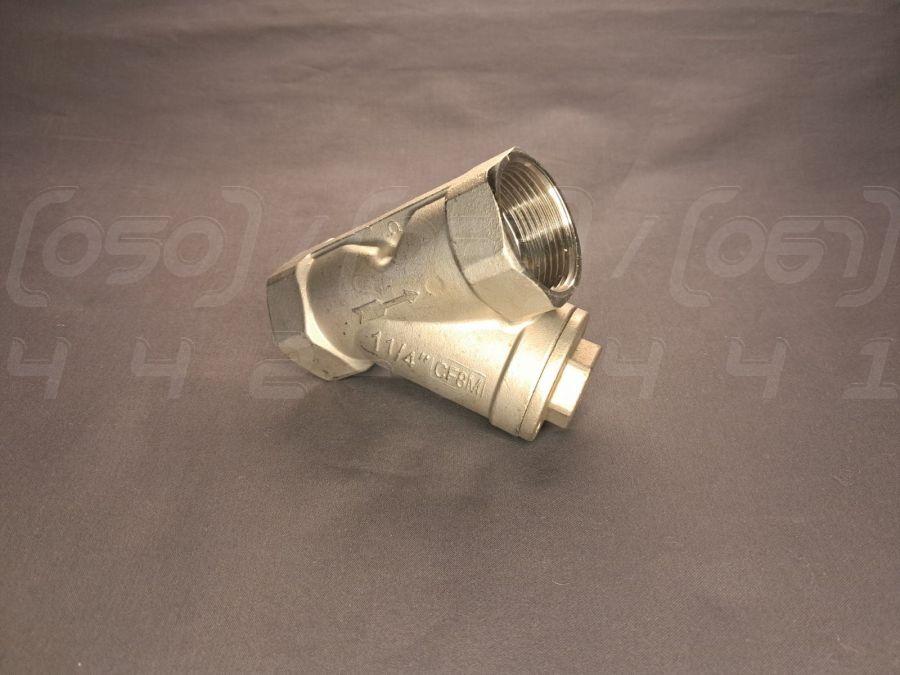 Фільтр муфтовий нержавіючий DN32 (1"1/4), н/ж сталь AISI304, Ру40 (800 PSI), Y-подібний, різьба BSPP, 60 меш