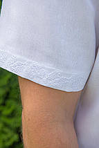 Чоловіча біла вишиванка з коротким рукавом із вишивкою в тон сорочки святковий стриманий стиль, фото 3