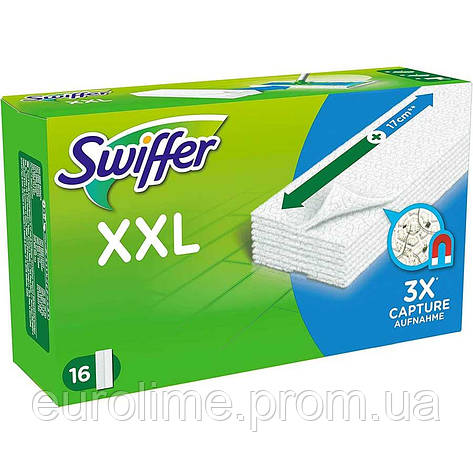 Серветки для миття підлоги просочені детергентом Swiffer XXL 16 серветок максі, фото 2