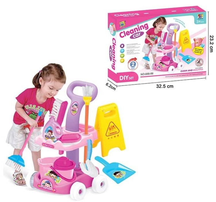 Ігровий набір для прибирання "Маленька помічниця" (стійка-каталка, знаряддя для прибирання) 666-86, фото 1