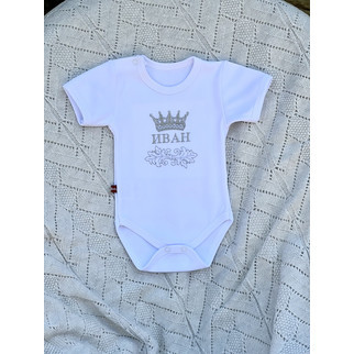 Боді з коротким рукавом із крильцями на спинці (срібло, ім'я друк, корона М2), фото 1