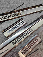 Накладки на пороги Форд Мондео 4 *2007-2014год FORD MONDEO IV премиум нержавейка с логотипом 4штуки