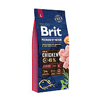 Сухой корм для щенков и молодых собак крупных пород со вкусом курицы Brit Premium Junior L Chicken 15 кг