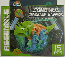 Конструктор на шурупах 292688B "Динозавр Трицератопс" 15 деталей, викрутка