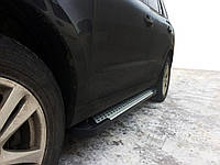 Боковые пороги Allmond Grey (2 шт, алюм.) для Hyundai Santa Fe 2 2006-2012 гг.