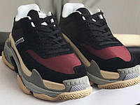 Женские кроссовки Balenciaga Triple S Black Burgundy