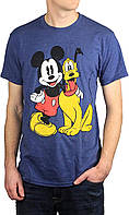 Premium Navy Heather 5X-Large Disney Mickey Mouse & Pluto TShirt Мужчины Графический футболка для взрослы