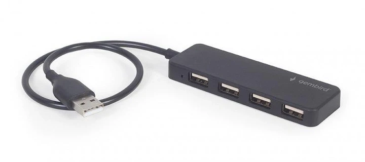 Концентратор USB Gembird 4хUSB2.0, пластик, Black (UHB-U2P4-06), фото 1
