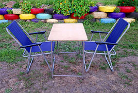 Складні столи та стільці для дачі, природи, кемпінгу (1 стіл + 2 крісла)